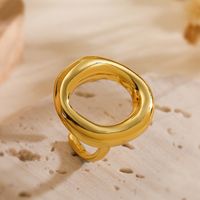 Copper 18K Gold Plated Retro Simple Style Commute Plating Solid Color Open Rings main image 2