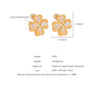 1 Pair Casual Elegant Four Leaf Clover Letter Plating Inlay Titanium Steel Artificial Diamond Ear Studs main image 10