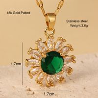 304 Stainless Steel Copper 18K Gold Plated Elegant Glam Hollow Out Flower Zircon Pendant Necklace main image 4