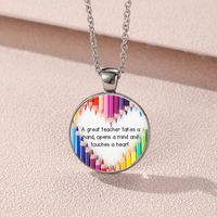 Wholesale Jewelry Basic Simple Style Classic Style Letter Alloy Glass Inlay Pendant Necklace main image 4