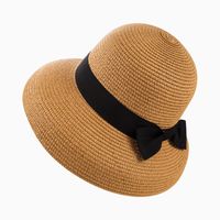 Women's Casual Elegant Modern Style Bow Knot Wide Eaves Straw Hat sku image 1