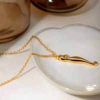 Edelstahl 304 18 Karat Vergoldet Einfacher Stil Klassischer Stil Überzug Hippocampus Halskette Mit Anhänger main image 6