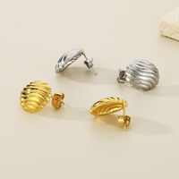 1 Pair Simple Style Solid Color 304 Stainless Steel 18K Gold Plated Ear Studs main image 3