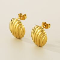 1 Paire Style Simple Couleur Unie Acier Inoxydable 304 Plaqué Or 18K Boucles D'Oreilles main image 4