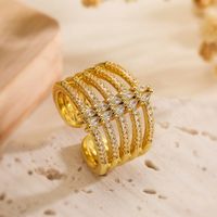 Copper 18K Gold Plated IG Style Classic Style Plating Inlay Geometric Zircon Open Rings main image 1