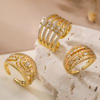 Copper 18K Gold Plated IG Style Classic Style Plating Inlay Geometric Zircon Open Rings main image 7