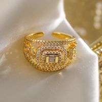 Copper 18K Gold Plated IG Style Classic Style Plating Inlay Geometric Zircon Open Rings main image 6