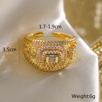 Copper 18K Gold Plated IG Style Classic Style Plating Inlay Geometric Zircon Open Rings main image 2