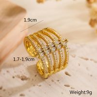 Copper 18K Gold Plated IG Style Classic Style Plating Inlay Geometric Zircon Open Rings main image 3
