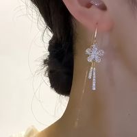 1 Paire Style Simple Style Classique Couleur Unie Incruster Alliage Strass Ligne D'oreille main image 4