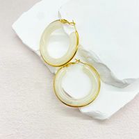 1 Pair Retro Exaggerated Circle Round Plating 304 Stainless Steel Arylic Resin 18K Gold Plated Hoop Earrings sku image 5