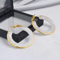 1 Pair Retro Exaggerated Circle Round Plating 304 Stainless Steel Arylic Resin 18K Gold Plated Hoop Earrings main image 6
