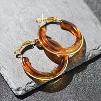 1 Pair Retro Exaggerated Circle Round Plating 304 Stainless Steel Arylic Resin 18K Gold Plated Hoop Earrings main image 8