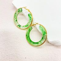 1 Pair Retro Exaggerated Circle Round Plating 304 Stainless Steel Arylic Resin 18K Gold Plated Hoop Earrings sku image 3