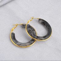 1 Pair Retro Exaggerated Circle Round Plating 304 Stainless Steel Arylic Resin 18K Gold Plated Hoop Earrings main image 3