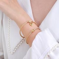 Basic Modern Style Classic Style Geometric Round Heart Shape 304 Stainless Steel 14K Gold Plated Bangle In Bulk main image 4