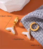 1 Pair Simple Style Fish Tail Inlay Titanium Steel Pearl Drop Earrings main image 2