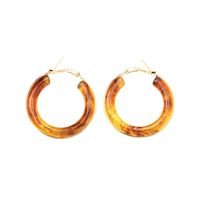 1 Pair Retro Exaggerated Circle Round Plating 304 Stainless Steel Arylic Resin 18K Gold Plated Hoop Earrings sku image 4