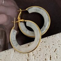 1 Pair Retro Exaggerated Circle Round Plating 304 Stainless Steel Arylic Resin 18K Gold Plated Hoop Earrings sku image 2