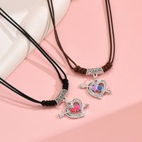 Wholesale Jewelry Simple Style Classic Style Heart Shape Alloy Zinc Alloy Rhinestones Inlay Pendant Necklace main image 4