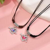 Wholesale Jewelry Simple Style Classic Style Heart Shape Alloy Zinc Alloy Rhinestones Inlay Pendant Necklace main image 1