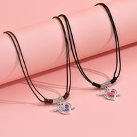Wholesale Jewelry Simple Style Classic Style Heart Shape Alloy Zinc Alloy Rhinestones Inlay Pendant Necklace main image 3