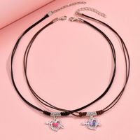Wholesale Jewelry Simple Style Classic Style Heart Shape Alloy Zinc Alloy Rhinestones Inlay Pendant Necklace main image 5