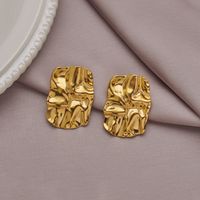 1 Pair Vintage Style Exaggerated Asymmetrical Quadrilateral Flower Plating Inlay 304 Stainless Steel Artificial Pearls 18K Gold Plated Ear Studs main image 8