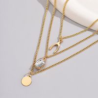 Wholesale Jewelry Simple Style Classic Style Solid Color Zinc Alloy Zircon Inlay Layered Necklaces main image 4