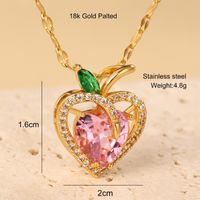 304 Stainless Steel Copper 18K Gold Plated Elegant Glam Plating Inlay Heart Shape Zircon Pendant Necklace main image 4