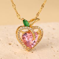 304 Stainless Steel Copper 18K Gold Plated Elegant Glam Plating Inlay Heart Shape Zircon Pendant Necklace main image 2
