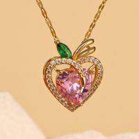 304 Stainless Steel Copper 18K Gold Plated Elegant Glam Plating Inlay Heart Shape Zircon Pendant Necklace main image 1
