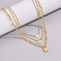 Wholesale Jewelry Simple Style Classic Style Solid Color Zinc Alloy Gold Plated Plating Layered Necklaces main image 4