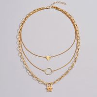 Wholesale Jewelry Simple Style Classic Style Solid Color Zinc Alloy Gold Plated Plating Layered Necklaces main image 6