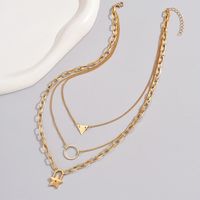 Wholesale Jewelry Simple Style Classic Style Solid Color Zinc Alloy Gold Plated Plating Layered Necklaces main image 5