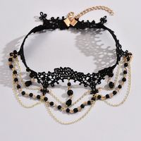 Wholesale Jewelry Vintage Style Solid Color Alloy Crystal Inlay Choker main image 4