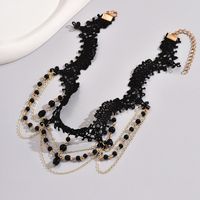 Wholesale Jewelry Vintage Style Solid Color Alloy Crystal Inlay Choker main image 6