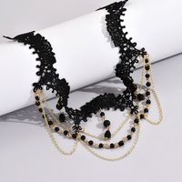 Wholesale Jewelry Vintage Style Solid Color Alloy Crystal Inlay Choker main image 5