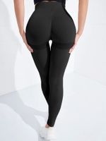 Sports Solid Color Nylon Spandex Polyester Active Bottoms Leggings main image 4