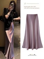 Summer Streetwear Solid Color Polyester Acetate Fabric Midi Dress Skirts main image 1