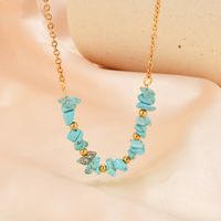 304 Stainless Steel Gravel Gold Plated Simple Style Classic Style Plating Color Block Necklace main image 1