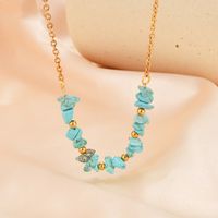 304 Stainless Steel Gravel Gold Plated Simple Style Classic Style Plating Color Block Necklace sku image 2