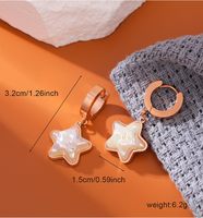 1 Pair Simple Style Star Inlay Titanium Steel Pearl Drop Earrings main image 2