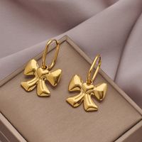 1 Pair Vintage Style Exaggerated Square Bow Knot Shell Plating 304 Stainless Steel 18K Gold Plated Ear Studs main image 5