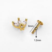 1 Piece Lip Rings Simple Style Crown Snake 316 Stainless Steel  Plating Turquoise Zircon Gold Plated Lip Rings main image 2