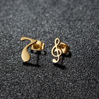 1 Pair Lady Modern Style Sweet Maple Leaf Solid Color Notes Polishing Plating 304 Stainless Steel 18K Gold Plated Ear Studs sku image 7