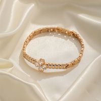 Brillant Forme De Cœur Fleur Alliage Placage Incruster Zircon Plaqué Or 18K Femmes Bracelet main image 8