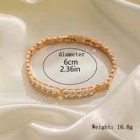 Brillante Forma De Corazón Flor Aleación Enchapado Embutido Circón Chapados en oro de 18k Mujeres Brazalete sku image 5