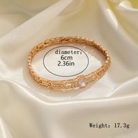 Brillante Forma De Corazón Flor Aleación Enchapado Embutido Circón Chapados en oro de 18k Mujeres Brazalete sku image 1