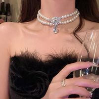 Elegante Forma De Corazón Perla De Imitación Aleación Con Cuentas Enchapado Embutido Diamantes De Imitación Perla Mujeres Collar Colgante sku image 69